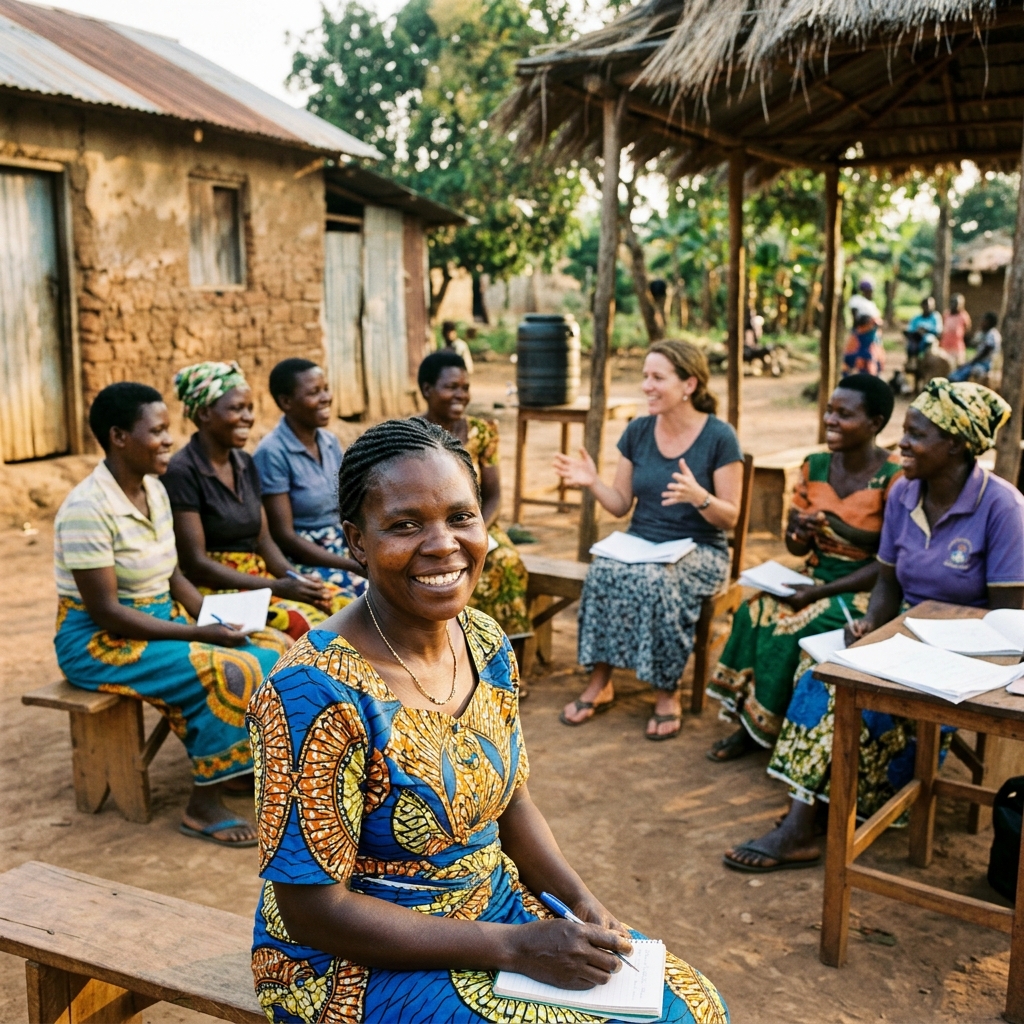 Empowered women collaborating in a supportive community setting